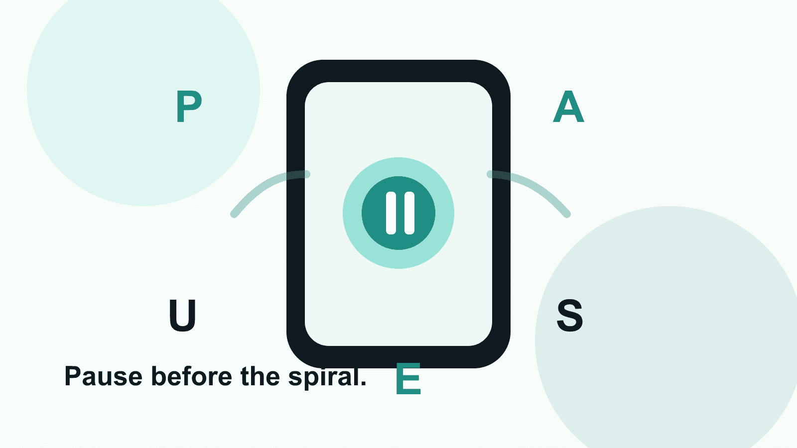 A quiet phone on a table with the word PAUSE arranged around it.