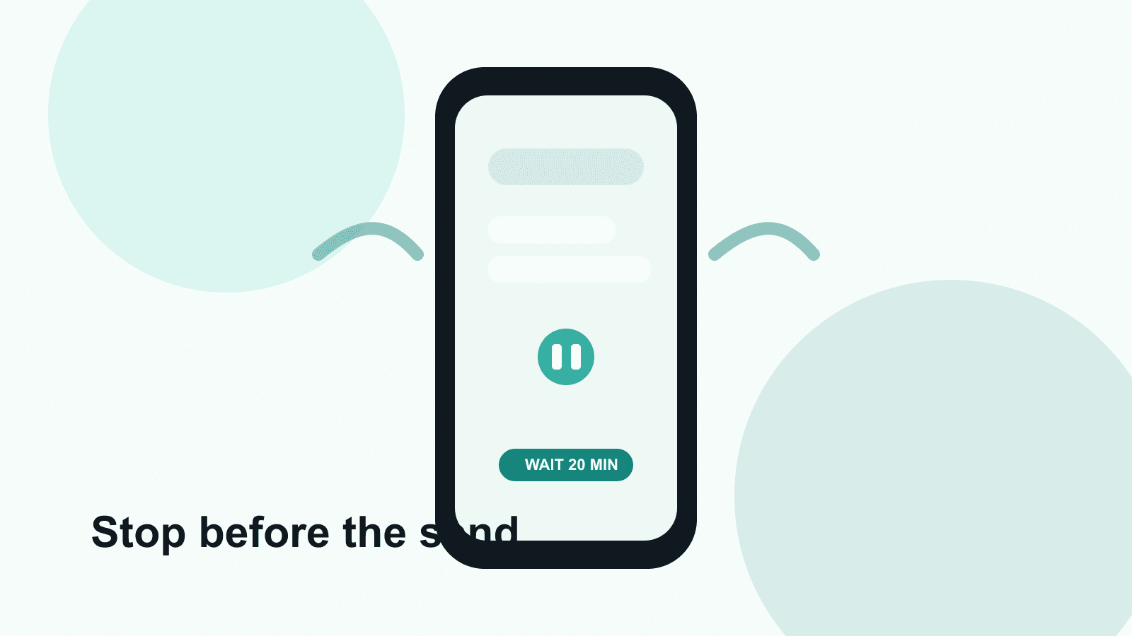 A calm phone screen with an unsent message and a pause symbol.